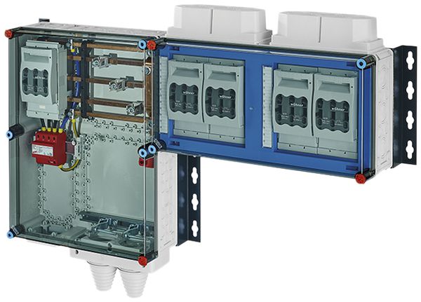 Distributore Hensel Mi 4×3×NH 00, 125A, con protezione sovratensioni TN-S/TT