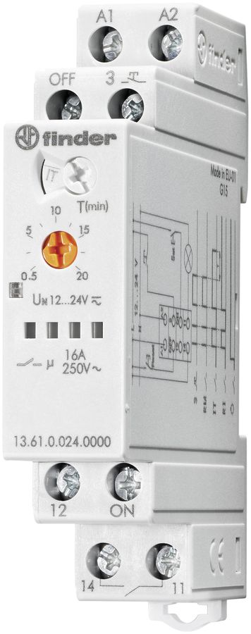 REG-Schrittschalter FINDER 13.61 Multifunktion 10.2…26.4VUC 1NO 16A