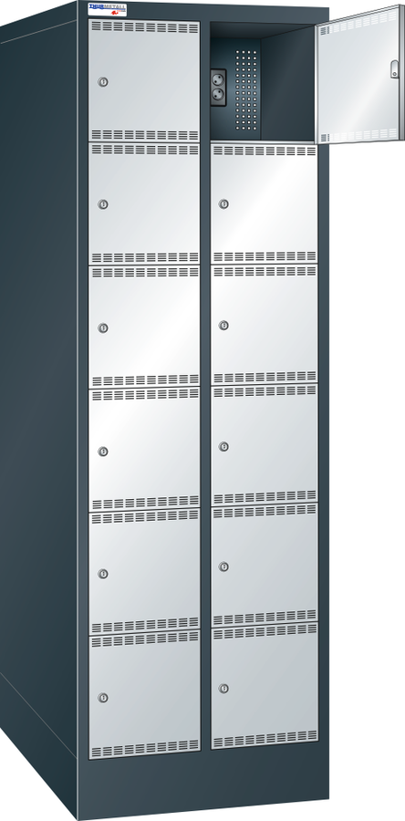 Armadio caricabatterie con scomparti (L×P×A) 610×580×1995 mm 2×6 scomparti