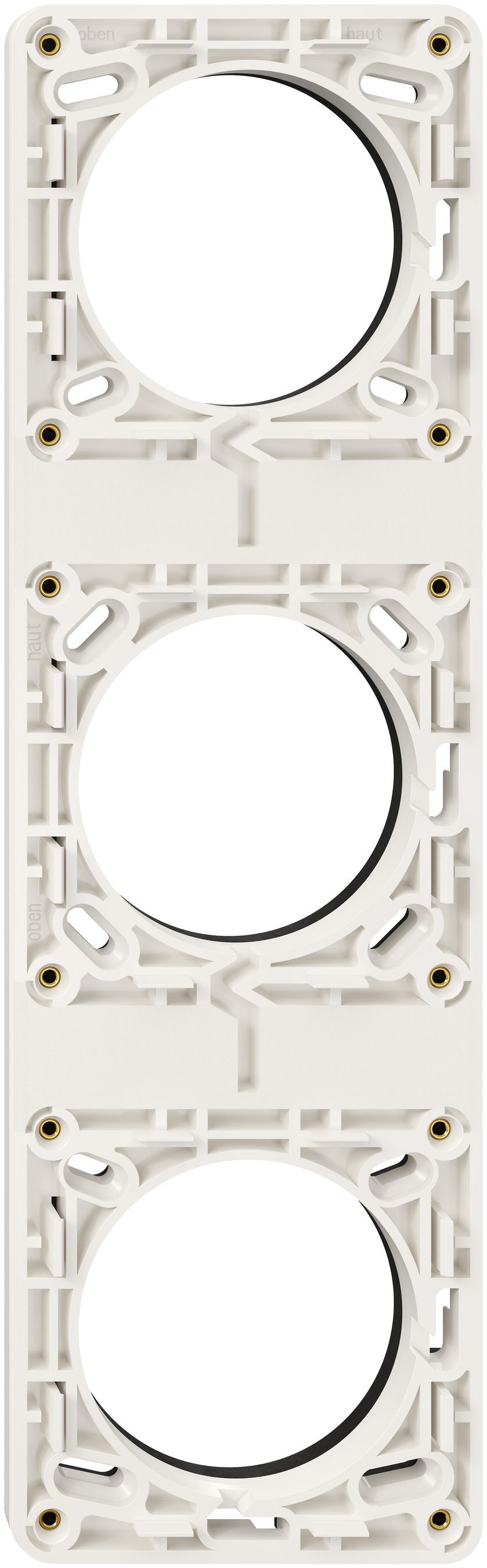 Cadre de montage NUP NEVO, 3×1, avec joint en caoutchouc mousse, 287×87mm, blanc