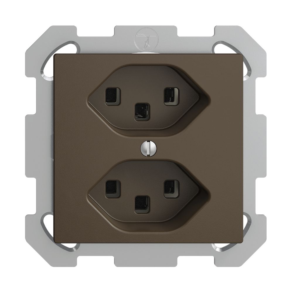 Prise ENC 2×T23 16A EDIZIOdue coffee, avec bornes enf.