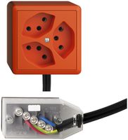 AP-Steckdose EDIZIOdue 3×T13 L1 Snap orange für Flachkabel Technofil