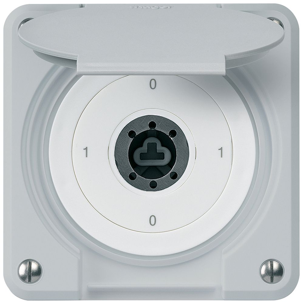 Interrupteur à clé ENC robusto IP55 avec clapet sans cylindre S0/3P gris p.combi