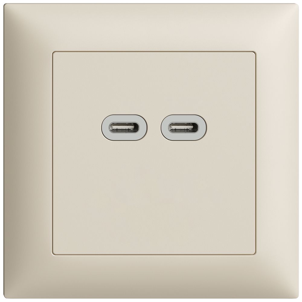 UP-Steckdose USB 18W 2×Typ C Feller EDIZIOdue FMI 230V 3600mA crema