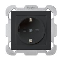 Prise ENC kallysto Schuko noir avec plaque de fixation