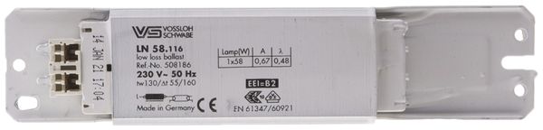 Vorschaltgerät elektromagnet. MH, 1×58W, T8, T12, T-U
