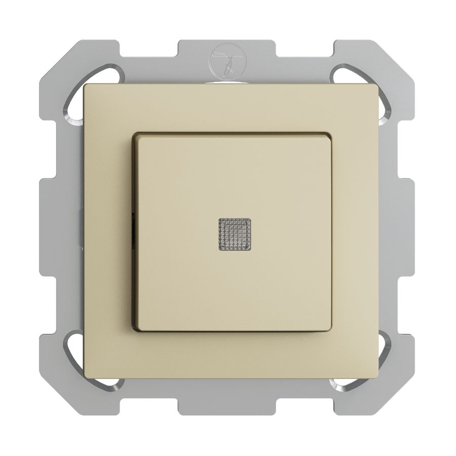 UP-Leuchttaster EDIZIOdue A-R/1P vanille, mit Linse, LED gelb