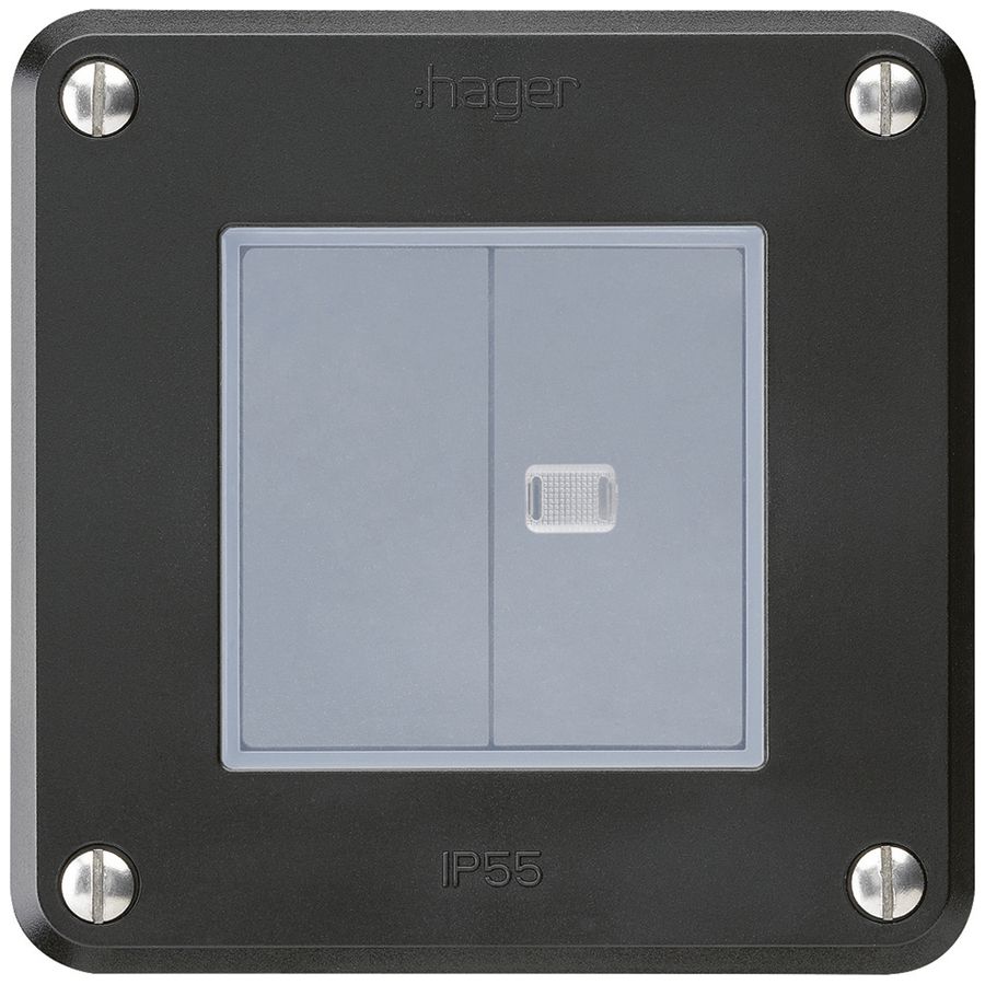 Interruttore INC robusto IP55 schema 3/pulsante 1×illuminato nero combinazione