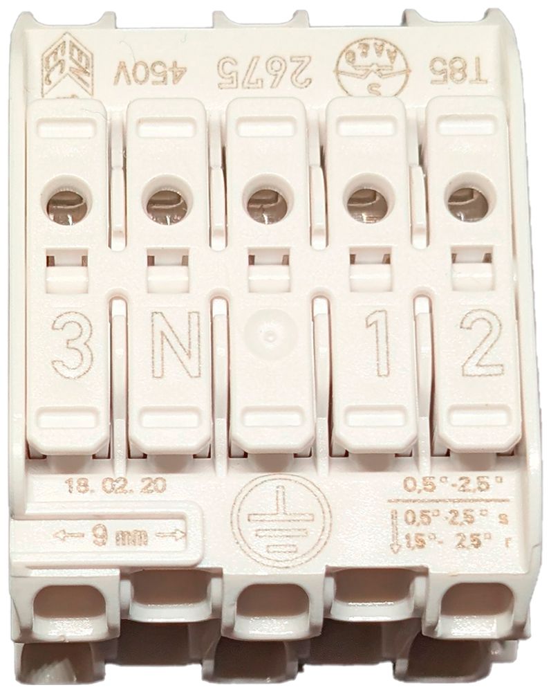 Verbindungsklemme 5P 0.5…2.5mm² steckbare Erdung ws