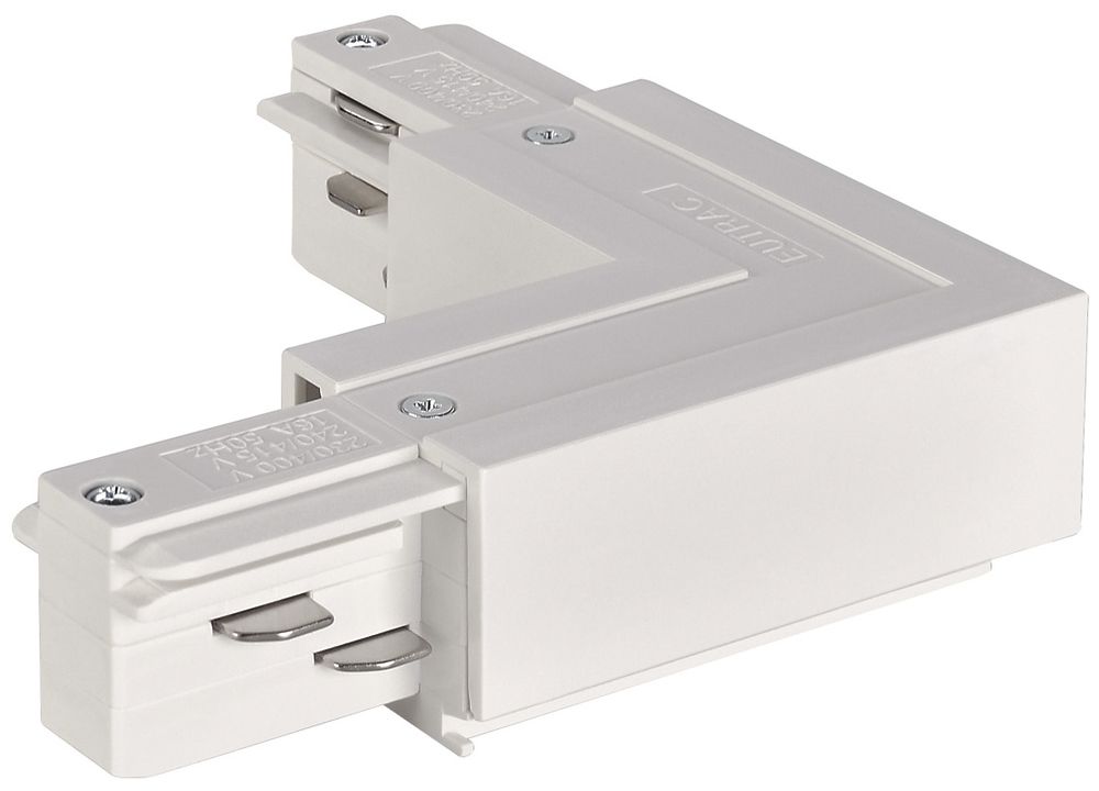 L-Verbinder SLV für AP-Stromschiene EUTRAC 3-phasig, PE innen, weiss