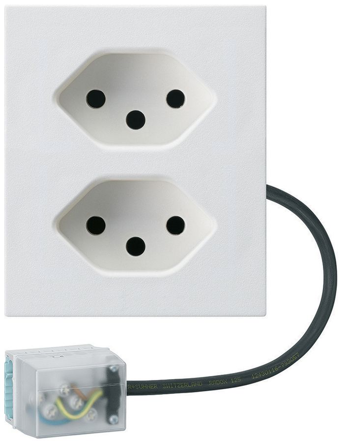 Prise INC 2×type 13 Hager FLF pour câble plat Ecobus power L1 blanc