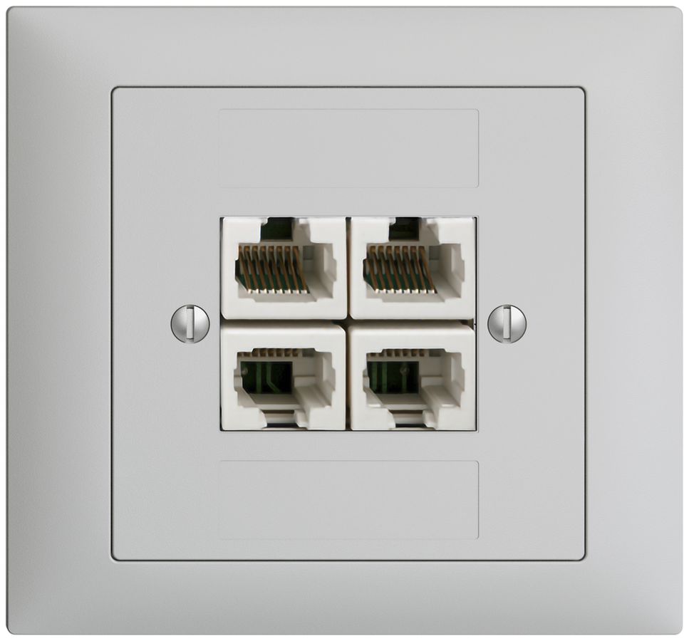 EB-Dose 4×RJ45/u 4P getr. EDIZIOdue hellgrau ITplus