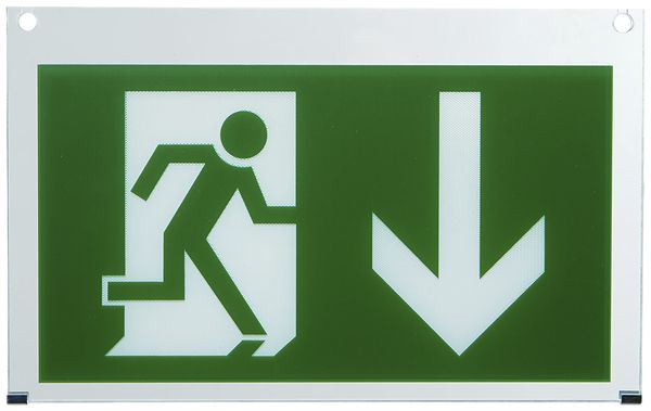 Plexi avec pictogramme flèche v.bas pour série COV+VP