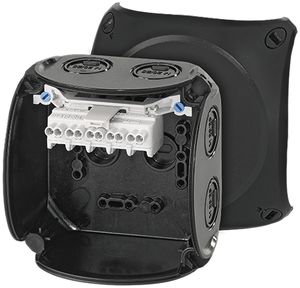 Boîte de dérivation AP Hensel KF B avec bornes 5×2.5mm² noir