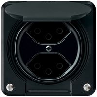 UP-Steckdose FI robusto 1×T23 30mA 16A 250V 86×86mm IP21 schwarz
