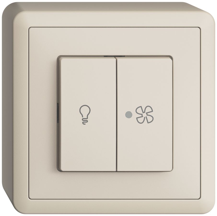 Interruttore AP per luce e ventilaz. EDIZIOdue cre.LED giallo