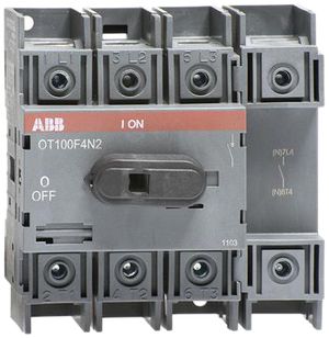 Lasttrennschalt. ABB 100A/400V 4L, AC22A, 4. Pol rechts, hellgrau