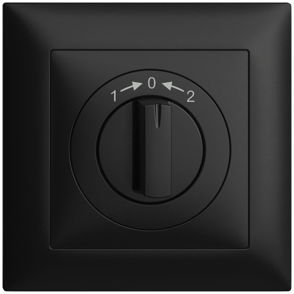 Frontset EDIZIOdue 1->0<-2 schwarz 88×88mm für Schwenktaster