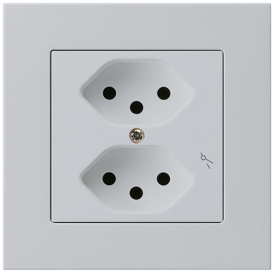 UP-Steckdose kallysto.pro 2×T13/1 hellgrau mit Kinderschutz