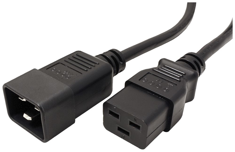 Câble d'appareils ROLINE C20 → C19 3×1.5mm² 250VAC/16A noir 3m