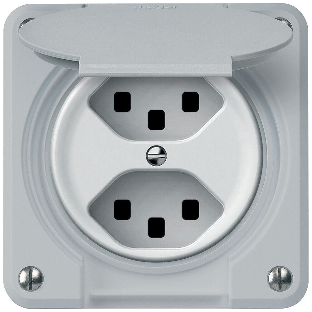Steckdose robusto 2×T23 16A 250V 86×86mm IP21 grau