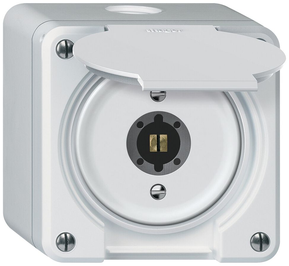 Contact pivotant à clé AP robusto 2P 2NO 20A 250V 86×86mm blanc