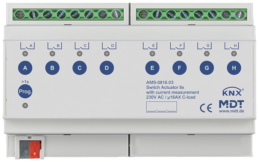 REG-Schaltaktor KNX MDT AMS-0816.03 8-Kan 16A 230VAC 8TE