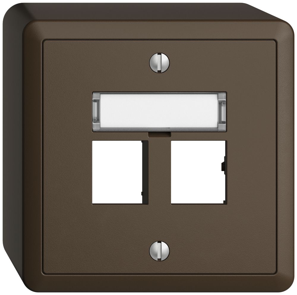 Kit de montage AP EDIZIOdue sortie droite, pour 2×RJ45 freenet, coffee