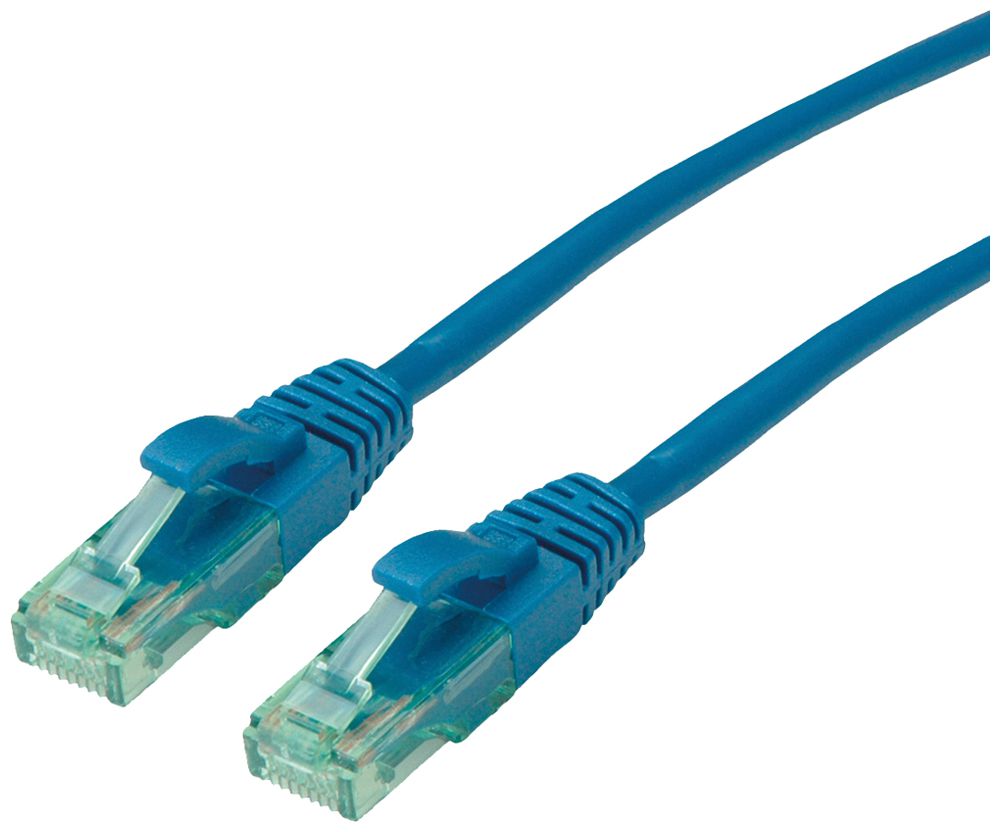 Patchkabel RJ45 ROLINE RM Kat.6A U/UTP AWG26 TPE blau 1m