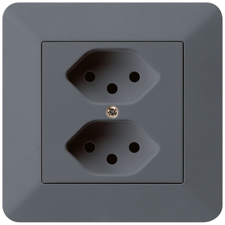 UP-Steckdose kallysto.trend 2×T13 anthrazit mit Kinderschutz