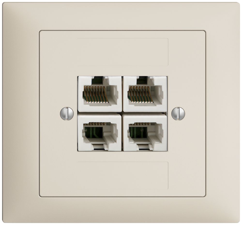 EB-Dose 4×RJ45/u 4P getr. EDIZIOdue crema, ITplus