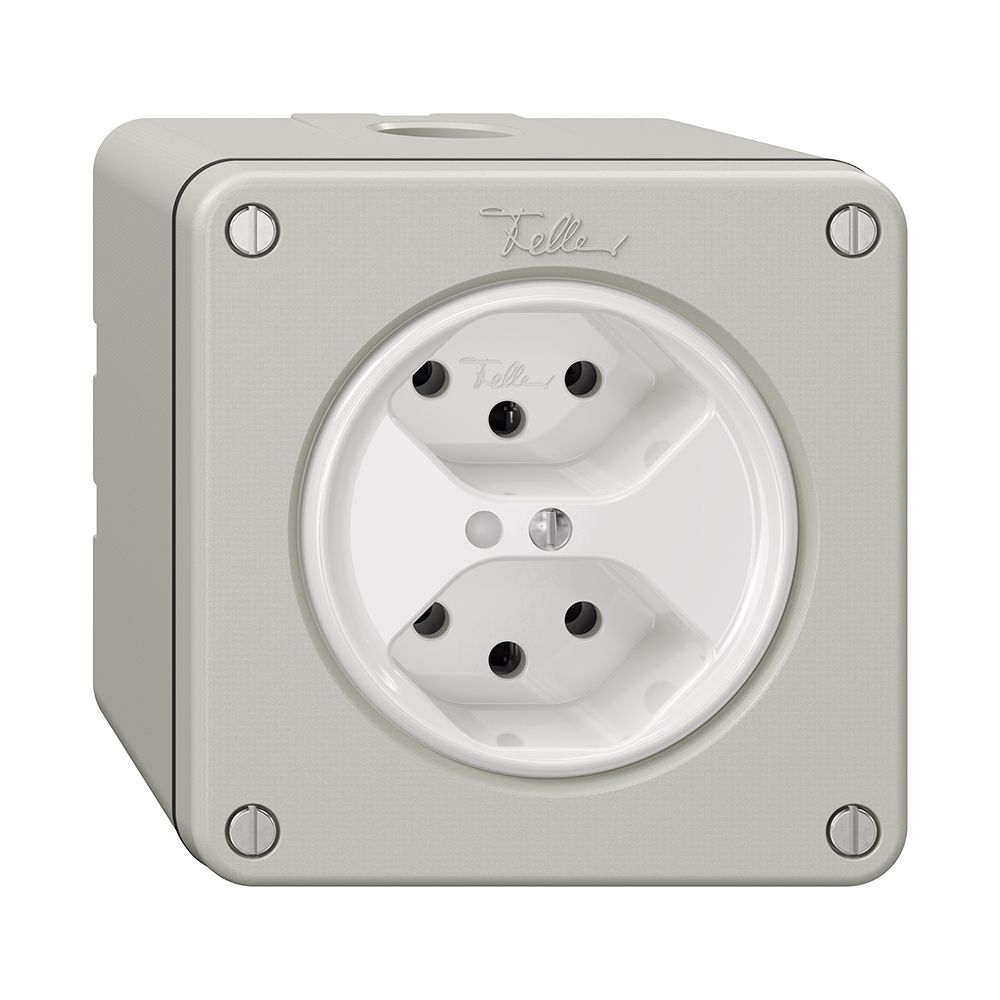 NAPU-Steckdose NEVO, 2×T13, m.LED, lichtgrau