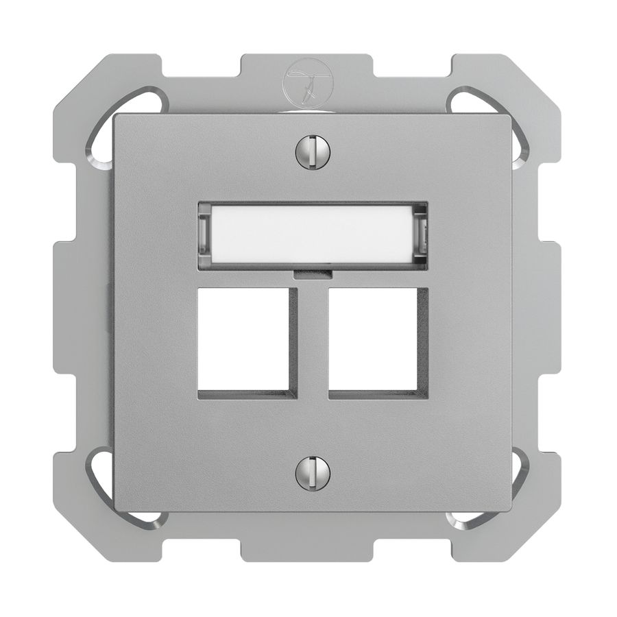 Kit montaggio ENC EDIZIOdue FM, uscita dritta, per 2×Keystone, silver