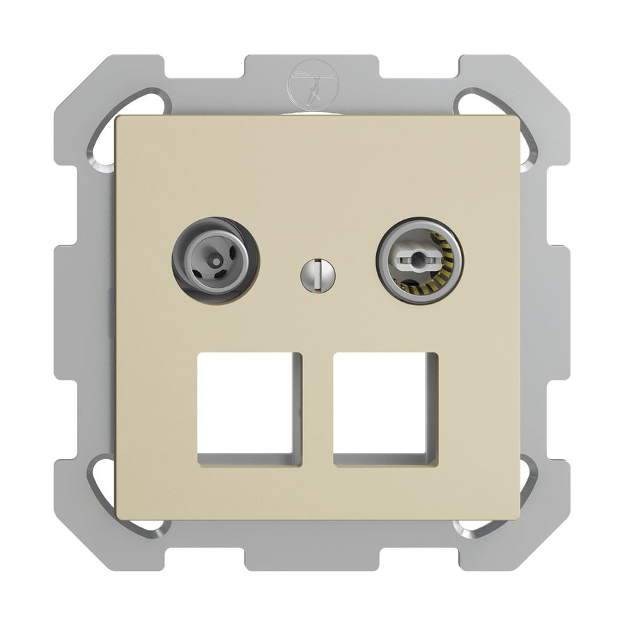 Prise multimédia 19dB ENC Edue FM, prise d.passage, pour 2×RJ45 Keystone, van