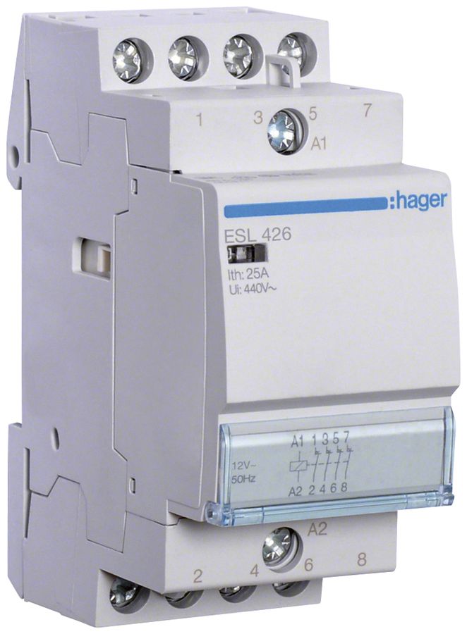 REG-Schütz Hager ESL 12VAC 4 Öffner 25A 2TE