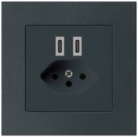 UP-USB-Ladesteckdose Hager kallysto.pro C-C 20W+T13 5V 94×94mm schwarz