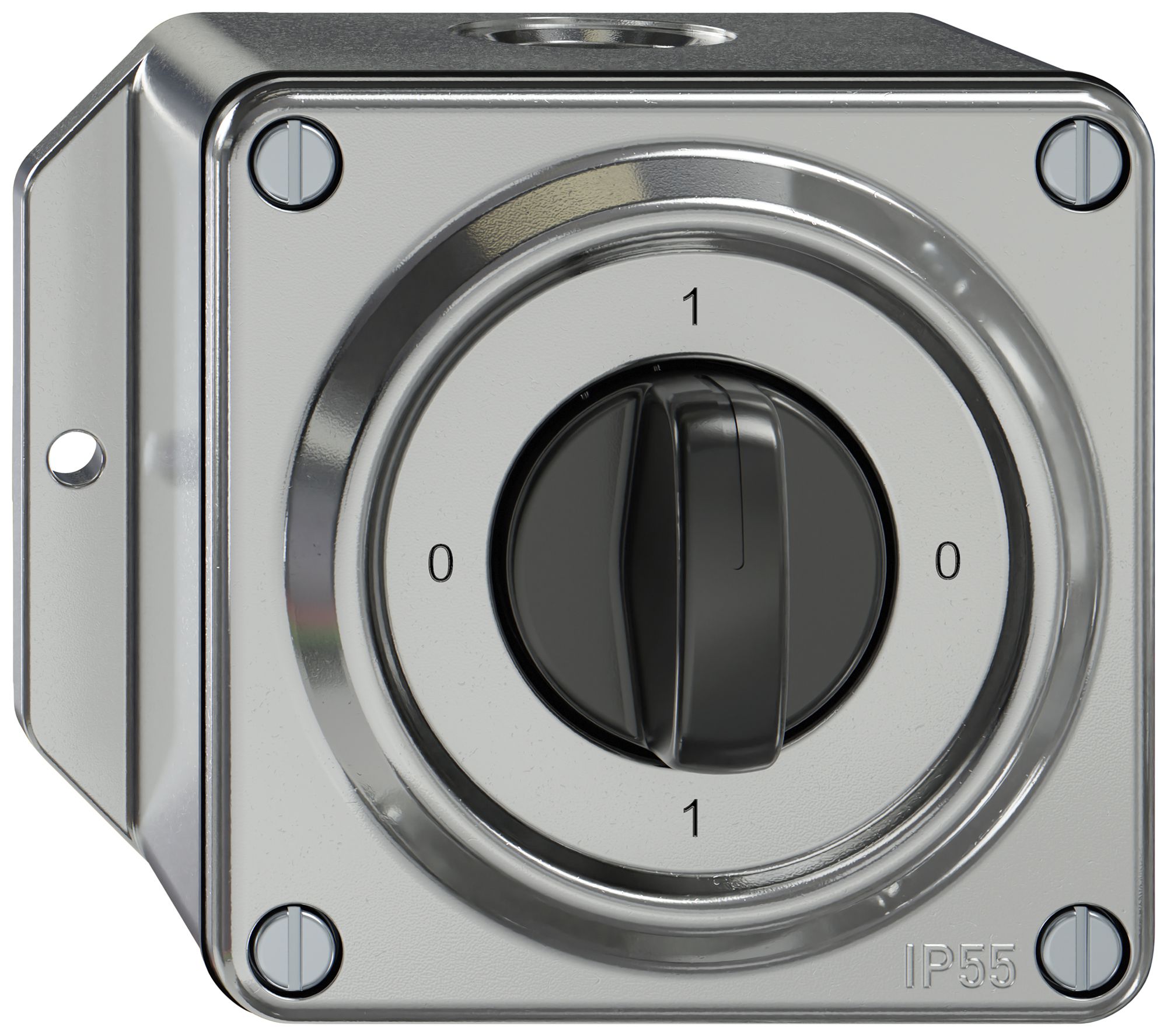 AP-Drehschalter ELEMENT SNAPFIX® 2×1-polig 16A 400V 0-1-0-1 alu