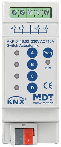 Actionneur-commutateur KNX AMD MDT AKK-0416.03 4-can 16A 230VAC 2UM