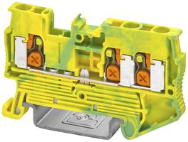 Morsetto di terra componibile PX XT 2,5-TWIN-PE 4mm² 3×1 DIN35 ve-gi