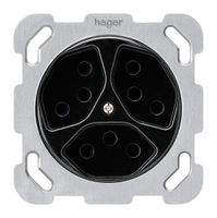 Einsatz zu UP-Steckdose basico 3×Typ 13 schwarz mit Kinderschutz