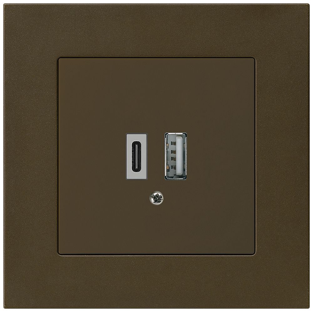 UP-USB-Ladesteckdose kallysto.pro 18W PD 1×Typ A+1×Typ C braun