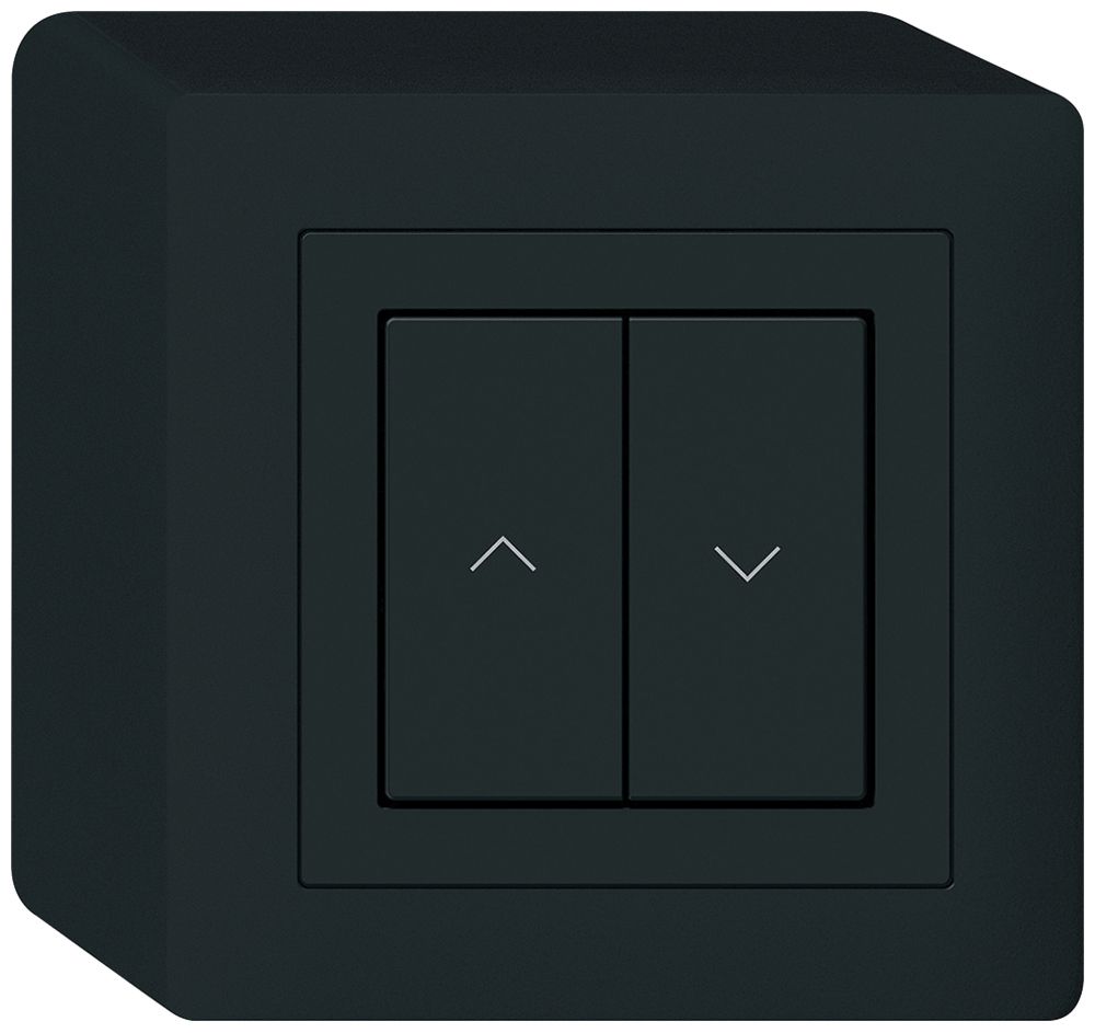 Poussoir pour stores KNX AP Hager BA kallysto Q double 88×88mm noir