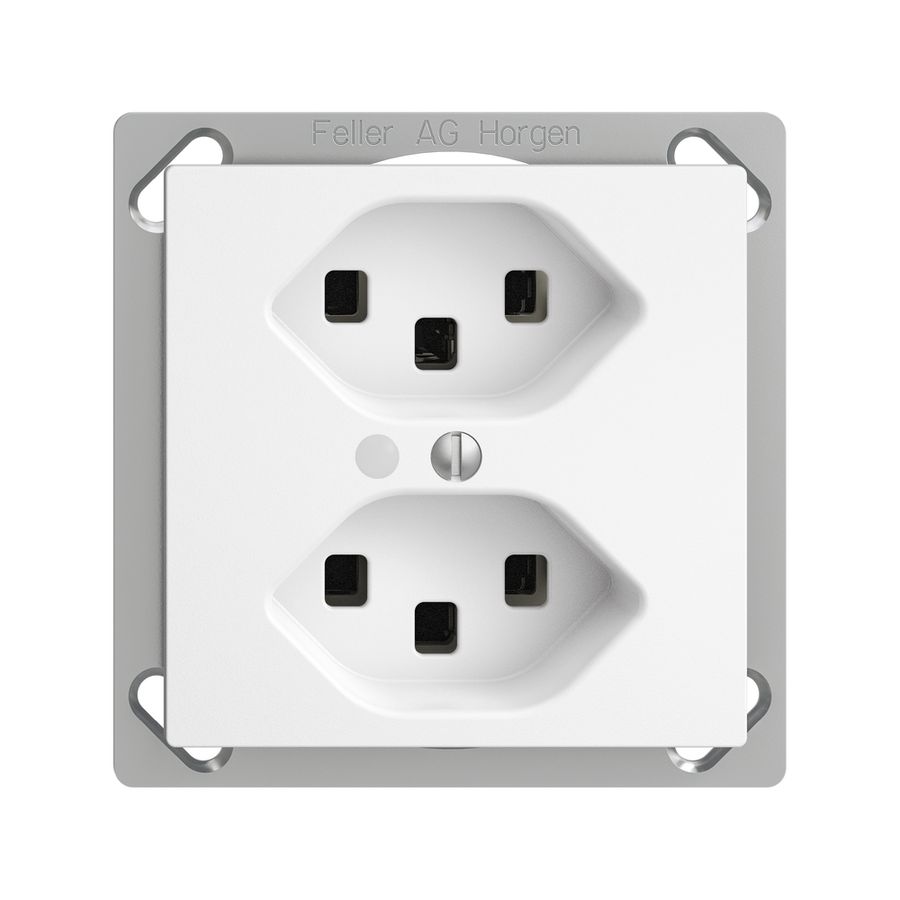 EB-Steckdose 2×T23 16A EDIZIOdue weiss mit LED grün, Steckklemme