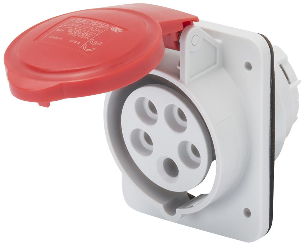 EB-Steckdose CEE GEWISS 16A IP44 4P 6h 415V Schraubklemmen 85×75mm rot