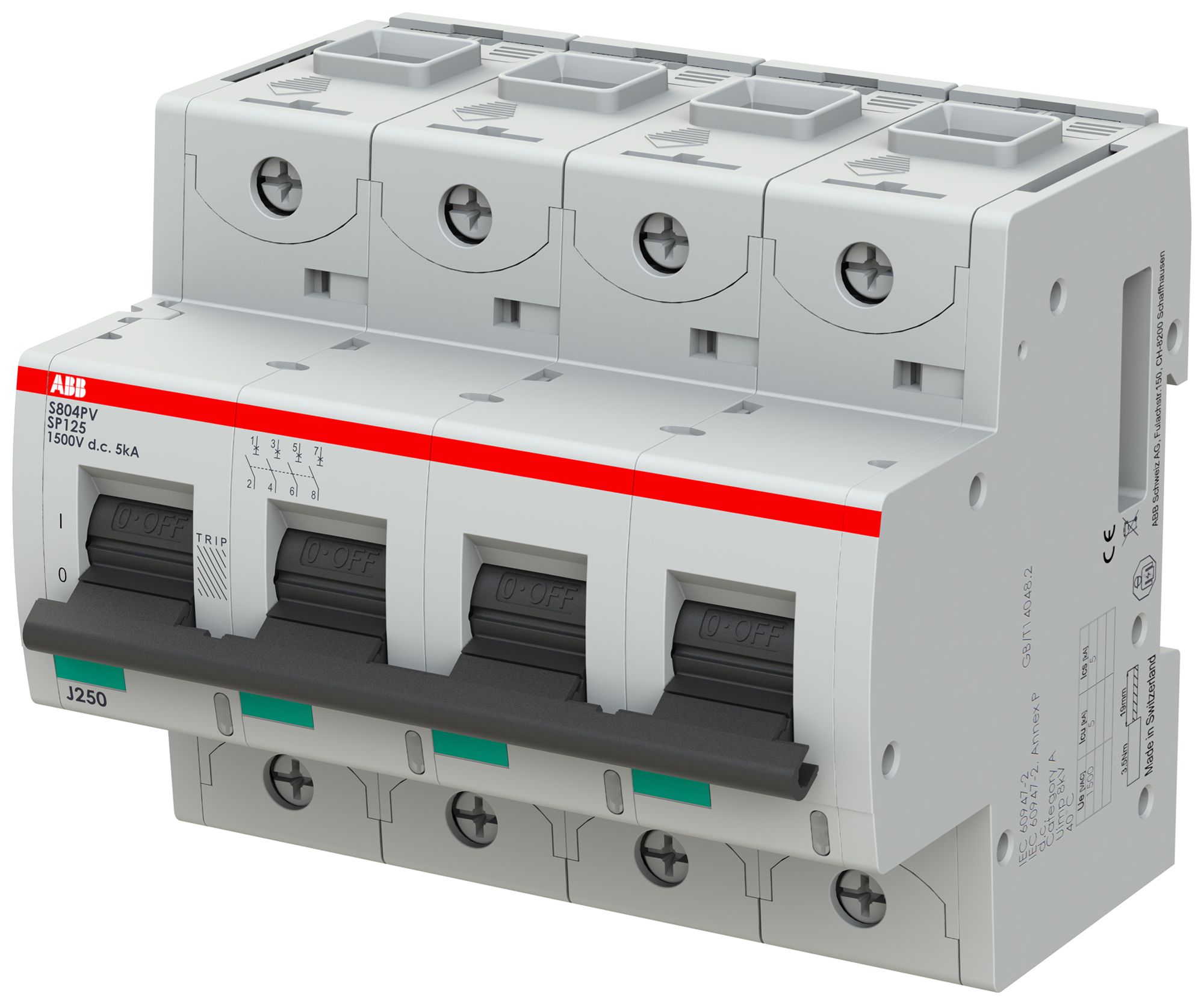 Leitungsschutzschalter ABB S804PV-SP125 4P 1500VDC 125A 5kA 6TE