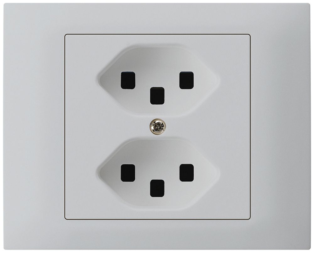 EB-Steckdose kallysto 2×T23 Bauart T m.EB-Dose G3 Abdeckrahmen steckbar hellgrau