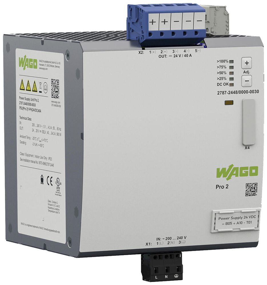 EB-Stromversorgung WAGO Pro 2 180…264V 255…373V 24…28V 40A 960W 7TE