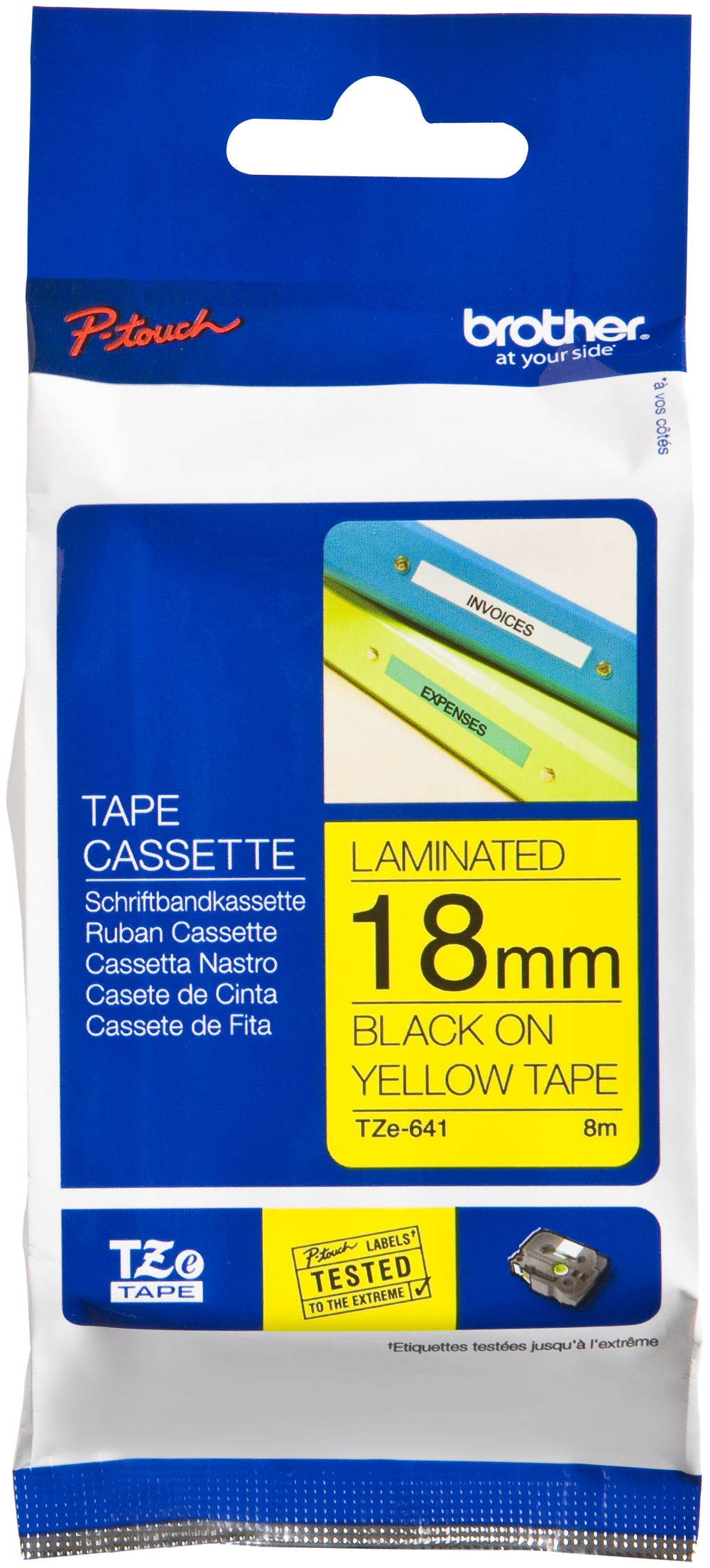 Cassetta nastro Brother TZe-641 18mm×8m, giallo/nero