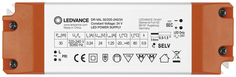 LED-Konverter LDV VALUE, 24V 30W 142×45×30mm