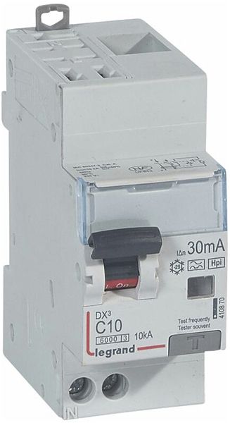 Fehlerstrom-/Leitungsschutzschalter Legrand C 2P 10A 6000A 30mA Typ F Steck.